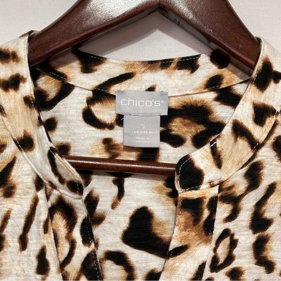 Chicos NWT Leopard Print Cotton Slub Tunic Tank Size 1 - Picture 3 of 13